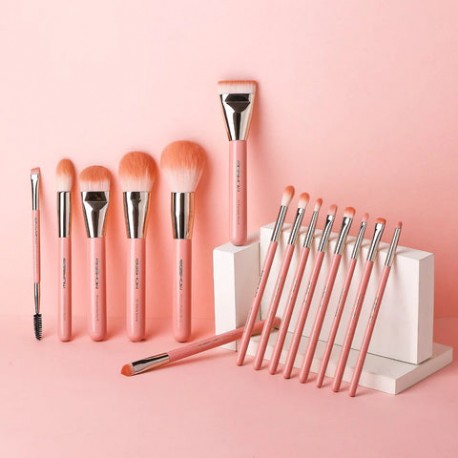 JADE SERIES - 15 Pieces Makeup Brush Kit / Mistyrose