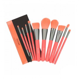 10 Pieces Neon Peach Makeup Brush Set Docolor