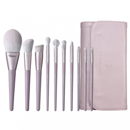 SERIE MORANDI -10 PIEZAS LISTO PARA ENROLLAR CONJUNTO CEPILLOS LILA