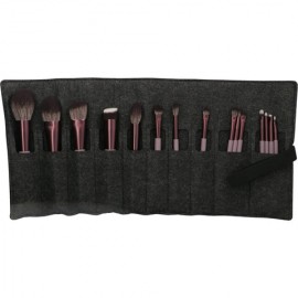 SERIE JADE - KIT DE CEPILLOS DE MAQUILLAJE DE 15 PIEZAS EN CAJA DE REGALO - MORADO HUMO