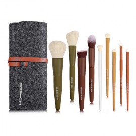 SERIE DE 5 COLORES - KIT DE CEPILLOS DE MAQUILLAJE DE 9 PIEZAS CON BOLSA